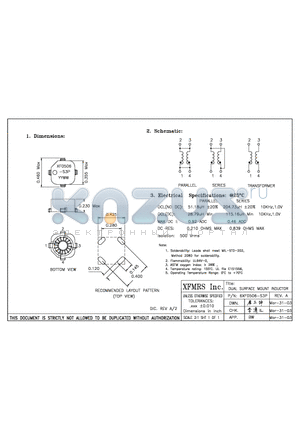 6XF0506-S3P datasheet - DUAL SURFACE MOUNT INDUCTOR