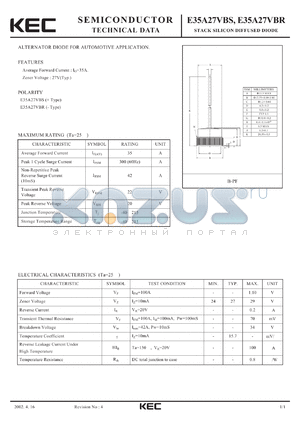 E35A27VBS datasheet - STACK SILICON DIFFUSED DIODE (ALTERNATOR DIODE FOR AUTOMOTIVE)