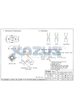 6XF0686-S3H datasheet - DUAL SURFACE MOUNT INDUCTOR