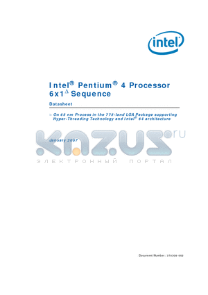 6X1 datasheet - Intel Pentium 4 Processor