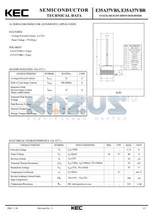 E35A37VBR datasheet - STACK SILICON DIFFUSED DIODE (ALTERNATOR DIODE FOR AUTOMOTIVE)