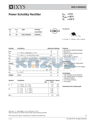6Y045AS datasheet - Power Schottky Rectifier