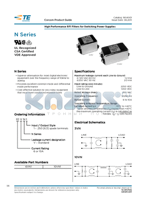 6VN1_11 datasheet - High Performance RFI Filters for Switching Power Supplies