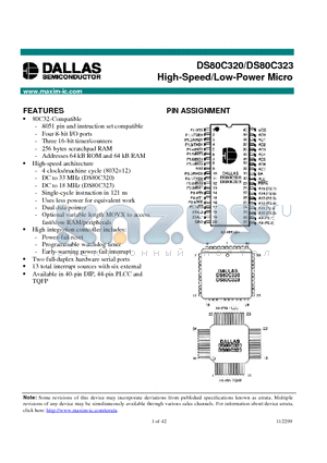 DS80C320-QCL datasheet - High-Speed/Low-Power Micro