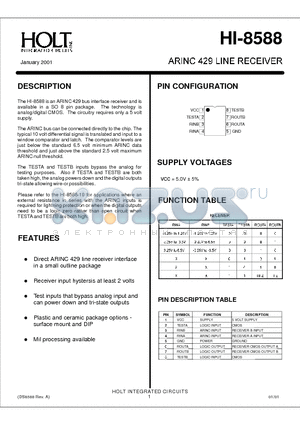 HI-8588CDI datasheet - ARINC 429 LINE RECEIVER