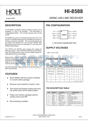 HI-8588CRM datasheet - ARINC 429 LINE RECEIVER