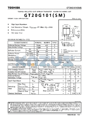 GT20G101SM datasheet - N CHANNEL IGBT (STROBE FLASH APPLICATIONS)