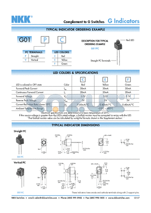 G01PC datasheet - Complement to G Switches