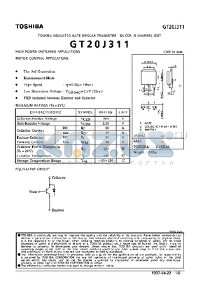 GT20J311 datasheet - N CHANNEL (HIGH POWER SWITCHING, MOTOR CONTROL APPLICATIONS)