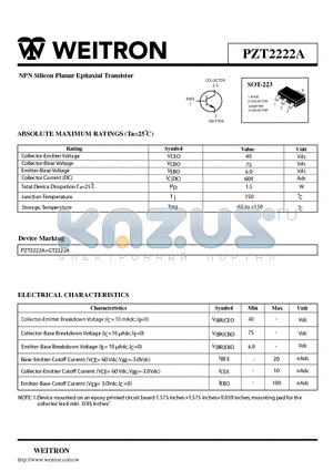 GT2222A datasheet - NPN Silicon Planar Epitaxial Transistor