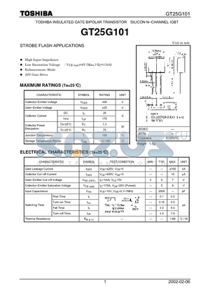 GT25G101 datasheet - N CHANNEL IGBT (STROBE FLASH APPLICATIONS)