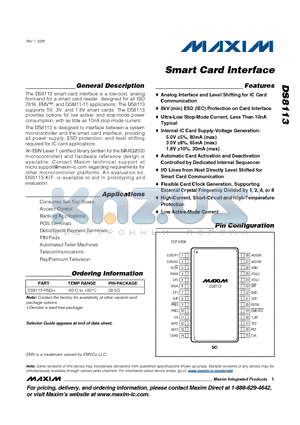 DS8113-RNG+ datasheet - Smart Card Interface