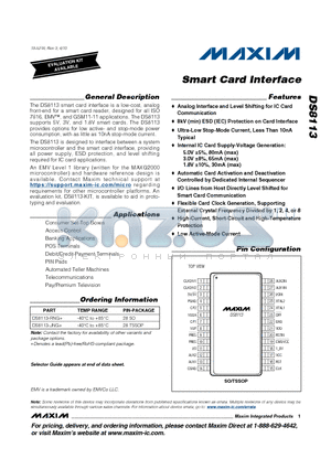 DS8113-RNG+ datasheet - Smart Card Interface