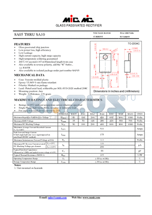 8A1 datasheet - GLASS PASSIVATED RECTIFIER