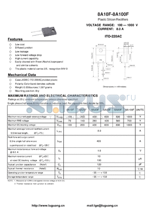 8A10F datasheet - Plastic Silicon Rectifiers