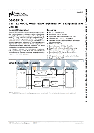 DS80E100 datasheet - 5 to 12.5 Gbps, Power-Saver Equalizer for Backplanes and Cables
