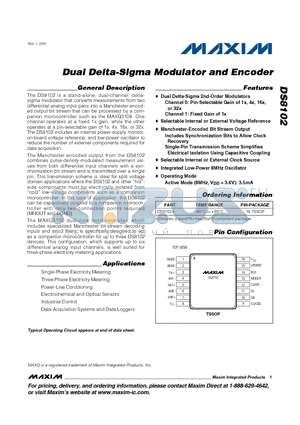 DS8102+ datasheet - Dual Delta-Sigma Modulator and Encoder