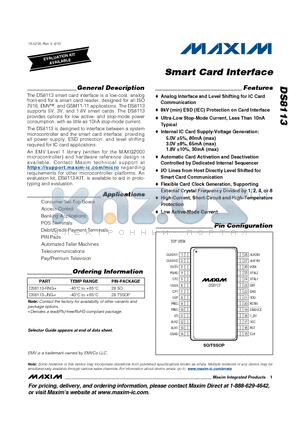 DS8113 datasheet - Smart Card Interface