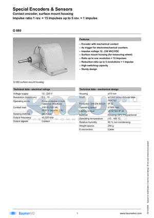 G080 datasheet - Special Encoders & Sensors