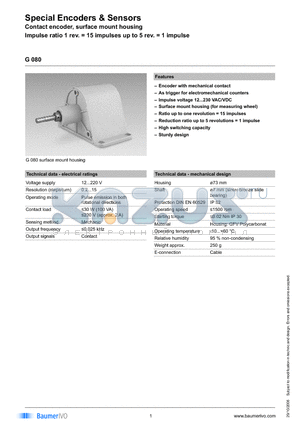 G080.010A202 datasheet - Special Encoders & Sensors