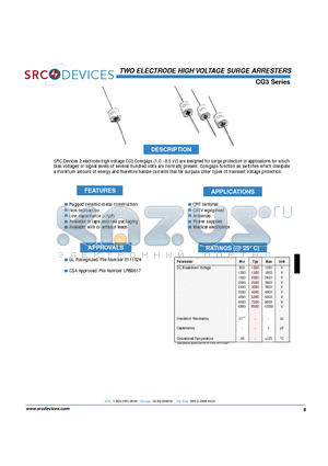 CG3 datasheet - TWO ELECTRODE HIGH VOLTAGE SURGE ARRESTERS