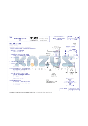 34318 datasheet - TRANSFORMER, ADSL CP