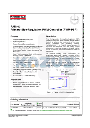 FAN103 datasheet - Primary-Side-Regulation PWM Controller (PWM-PSR)