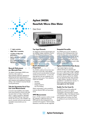 34420A-ABA datasheet - NanoVolt/Micro-Ohm Meter