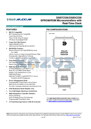 DS83C530-QCL datasheet - EPROM/ROM Microcontrollers with Real-Time Clock