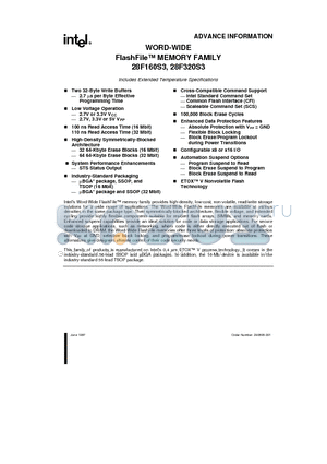 GT28F320S3-120 datasheet - WORD-WIDE FlashFile MEMORY FAMILY