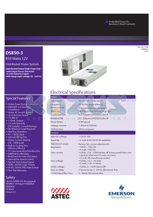 DS850-3 datasheet - 850 Watts 12V