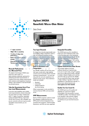 34420A datasheet - NanoVolt/Micro-Ohm Meter