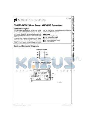 DS8673 datasheet - Low Power VHF/UHF Prescalers