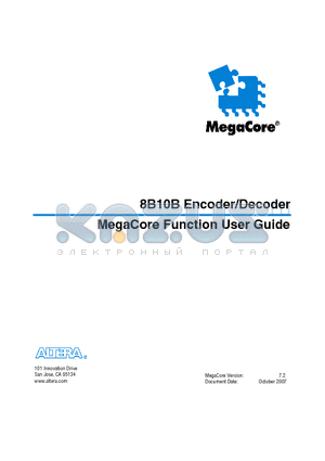 8B10B datasheet - Encoder/Decoder