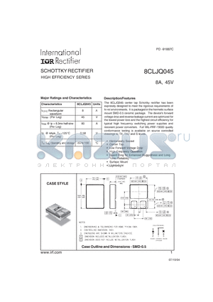 8CLJQ045 datasheet - SCHOTTKY RECTIFIER