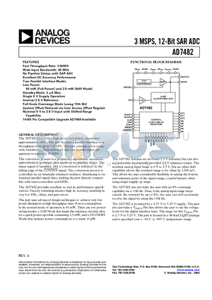 AD7482AST datasheet - 3MSPS, 12-Bit SAR ADC