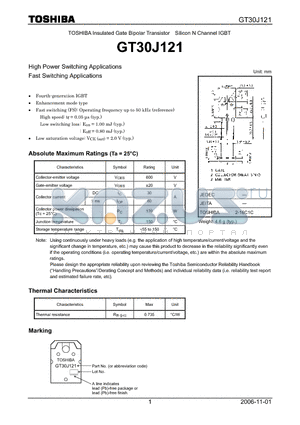 GT30J121_06 datasheet - Silicon N Channel IGBT High Power Switching Applications