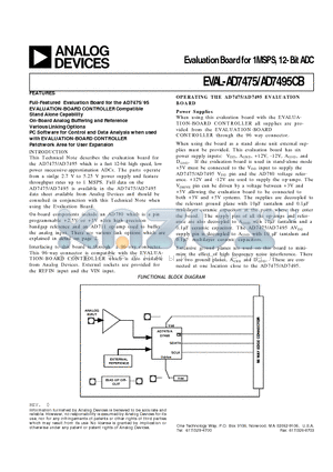 AD7495CB datasheet - Evaluation Board for 1MSPS, 12-Bit ADC