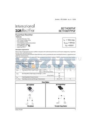 8ETH06 datasheet - Hyperfast Rectifier