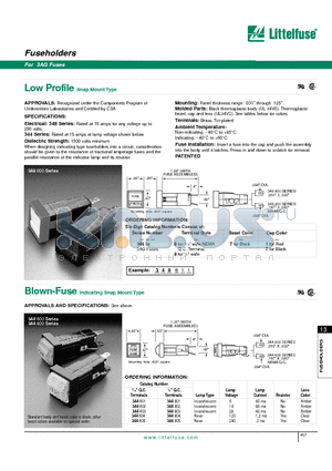 344603 datasheet - Fuseholders - For 3AG Fuses