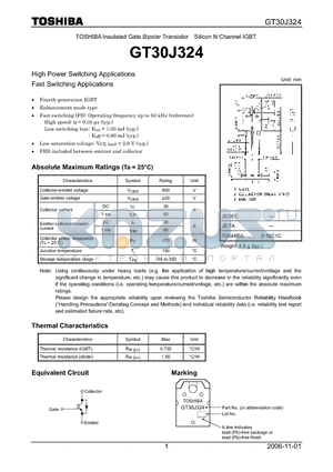 GT30J324 datasheet - Silicon N Channel IGBT High Power Switching Applications