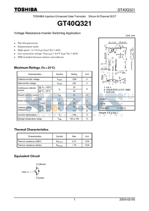 GT40Q321 datasheet - Voltage Resonance Inverter Switching Application