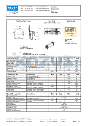 HI05-1A85 datasheet - HI Reed Relay