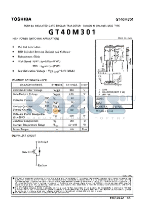 GT40M301 datasheet - N CHANNEL TMOS TYPE(HIGH POWER SWITHCING APPLICATIONS)