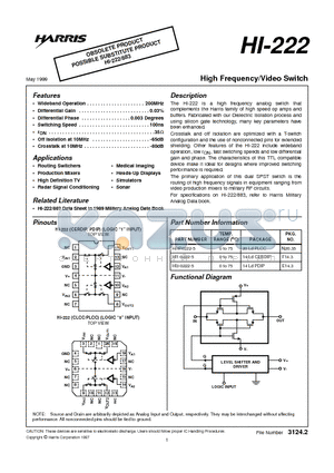HI1-0222-5 datasheet - High Frequency/Video Switch