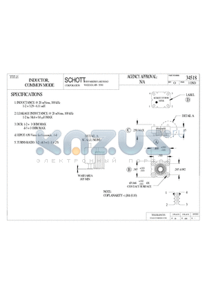 34518 datasheet - INDUCTOR, COMMON MODE