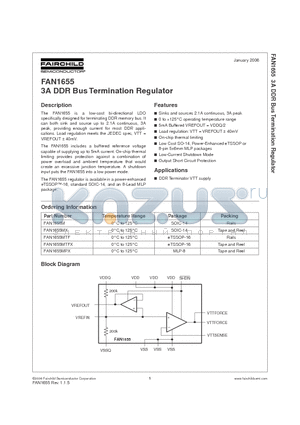 FAN1655 datasheet - 3A DDR Bus Termination Regulator