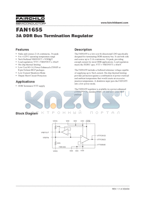 FAN1655MTFX datasheet - 3A DDR Bus Termination Regulator