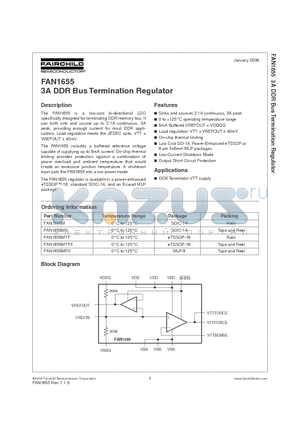 FAN1655MTFX datasheet - 3A DDR Bus Termination Regulator