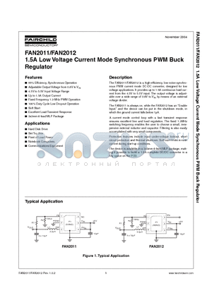 FAN2011I datasheet - 1.5A Low Voltage Current Mode Synchronous PWM Buck Regulator